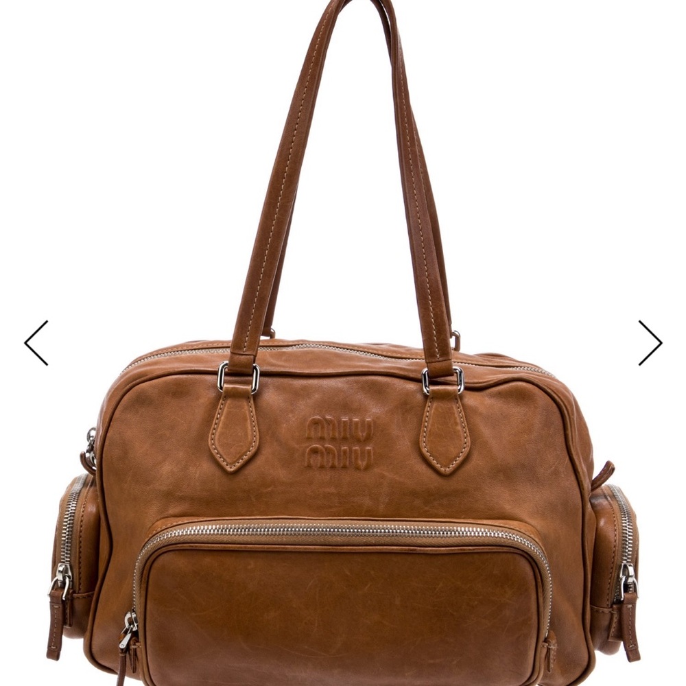 Authentic Miu Miu Tan Leather Shoulder Bag
